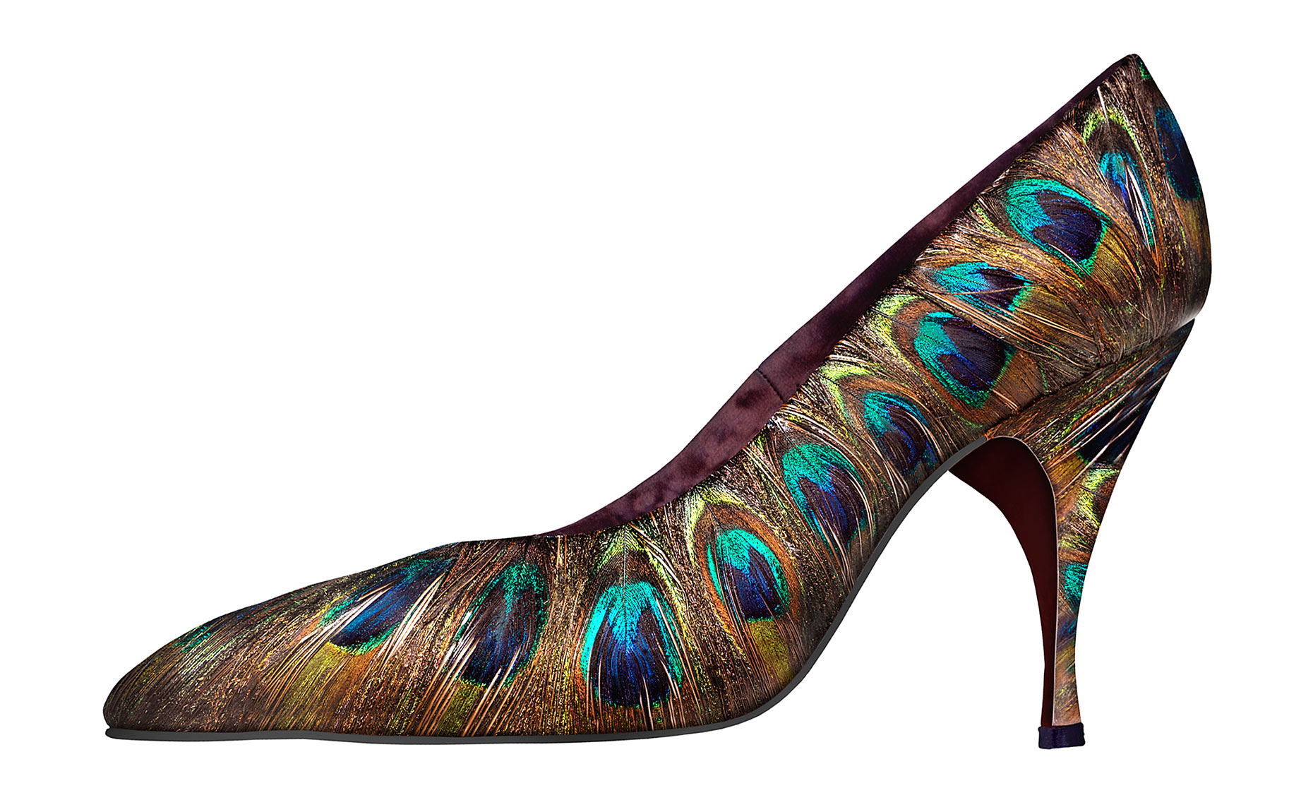 "Peacock" feather shoe by Beth Levine