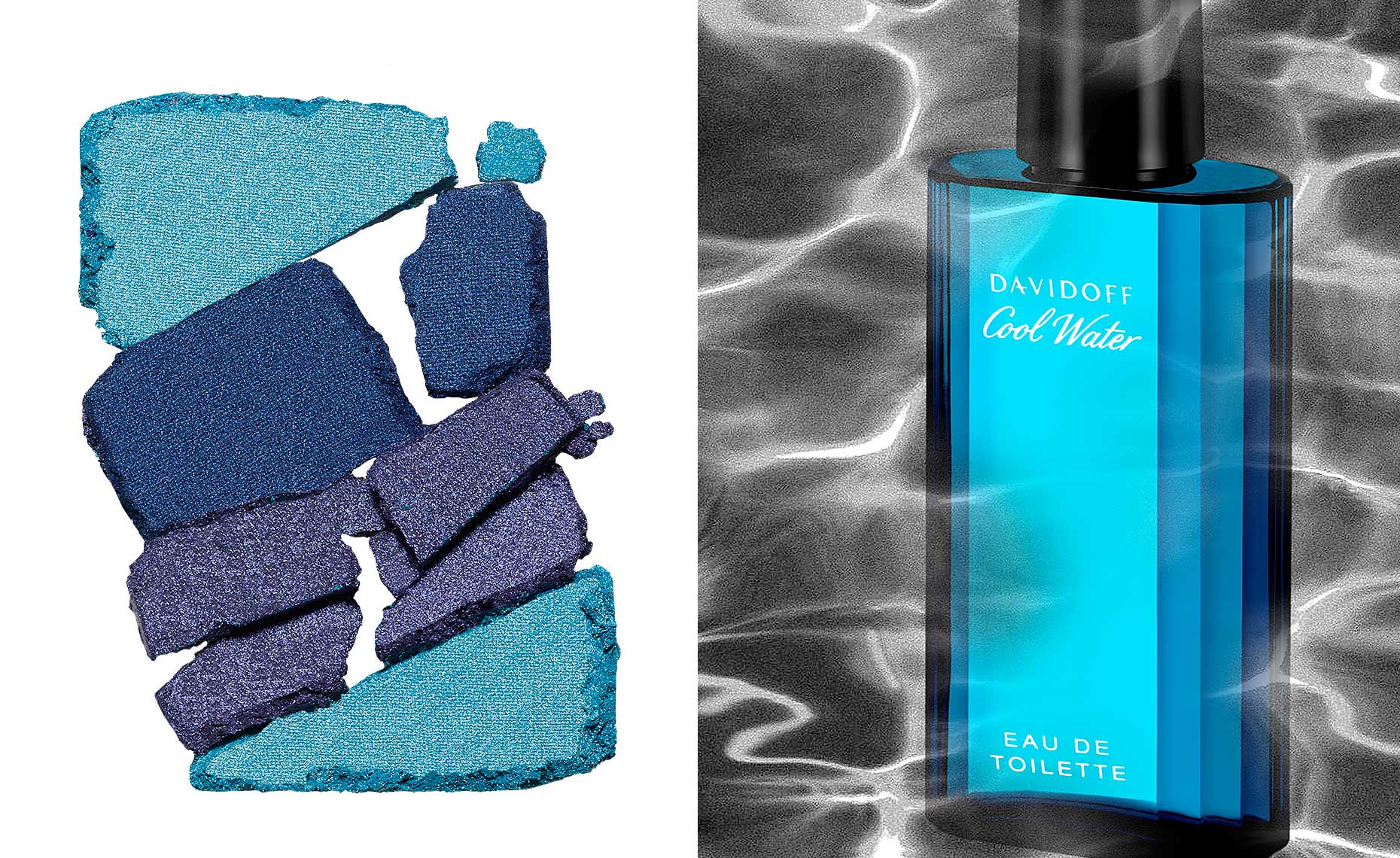 eyeshadow palette and Davidoff Cool Water fragrance